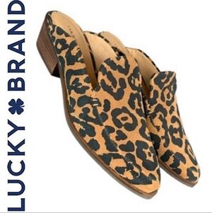 Lucky Brand Margrete Almond Toe Slip On Flats Leopard Animal Print Women's 7M